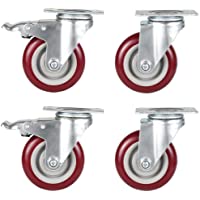 Voluker Set de 4 Ruedas Giratorias para Muebles con Freno- 100mm Ruedas Pivotantes Ruedas- Capacidad de carga máxima 400…